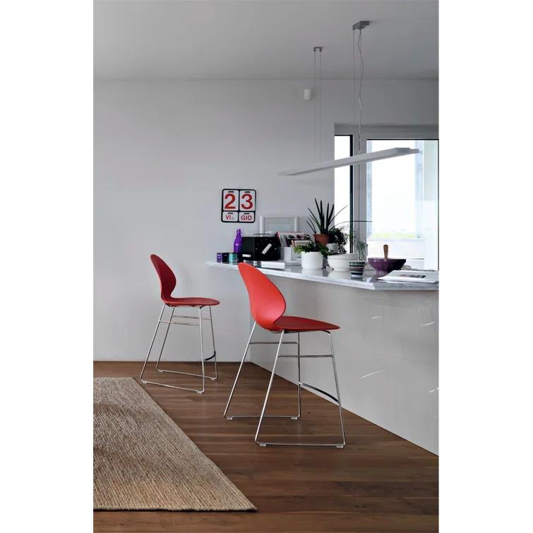 Silver Whisper Acrylic & Metal Basil Leaf Bar Stool