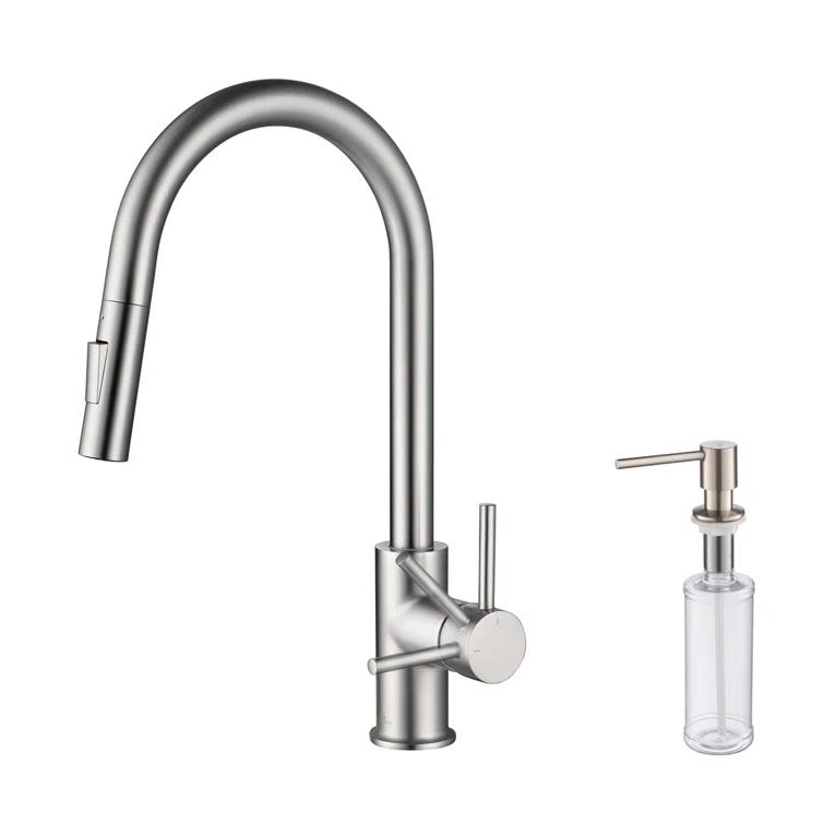 Blossom Solid Brass Kitchen Faucet with Pull-Down Sprayer – High Arc 360° Swivel Spout, Single Handle Sink Faucet with Magnetic Docking
