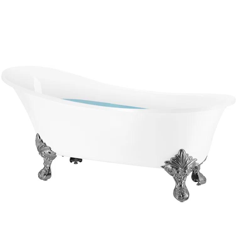 Luxurious Spa Acrylic 69" x 30" Clawfoot Soaking Bathtub