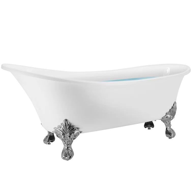 Luxurious Spa Acrylic 69" x 30" Clawfoot Soaking Bathtub