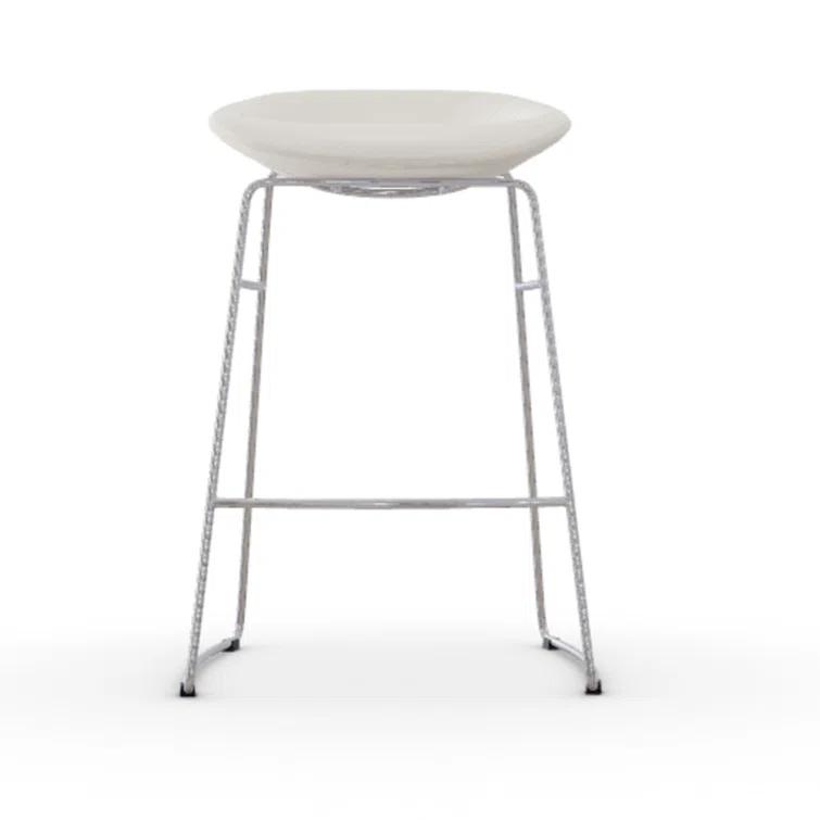Palm Upholstered Backless Stool with Metal Frame