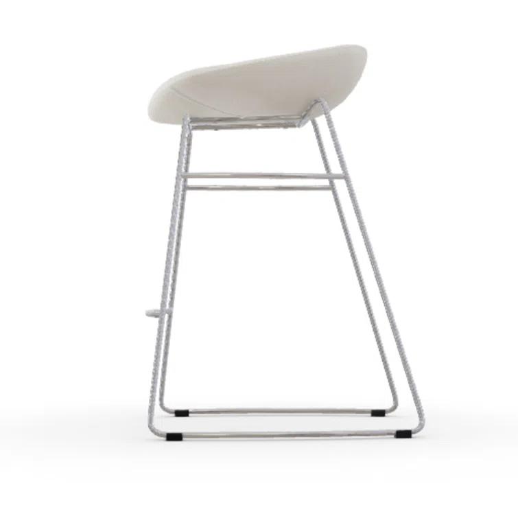 Palm Upholstered Backless Stool with Metal Frame