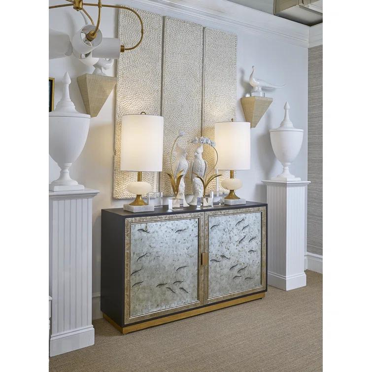 Matte White Ceramic Tulip Sculpture on Crystal Stand