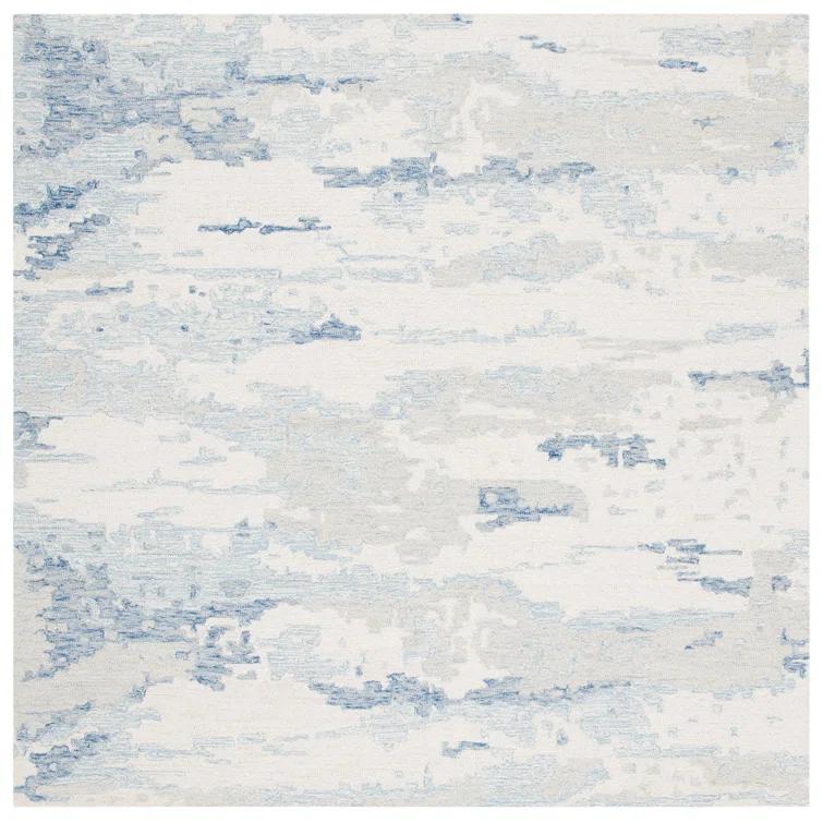 Abstract ABT465 Handmade Indoor Area Rug - Ivory/Blue - 6'x6' - Safavieh