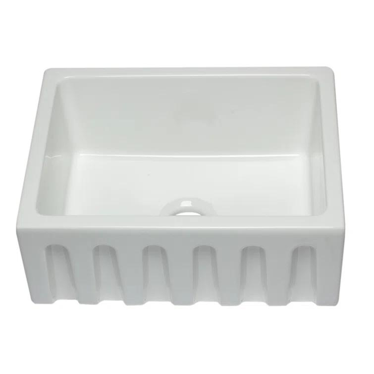 24'' L Flush Single Bowl Fireclay Kitchen Sink