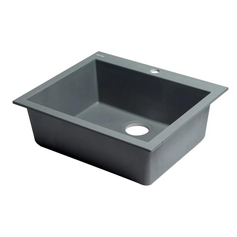 23.63'' L Drop-In Single Bowl Granite Kitchen Sink