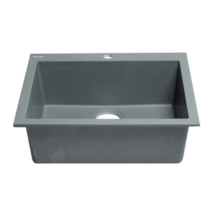 23.63'' L Drop-In Single Bowl Granite Kitchen Sink