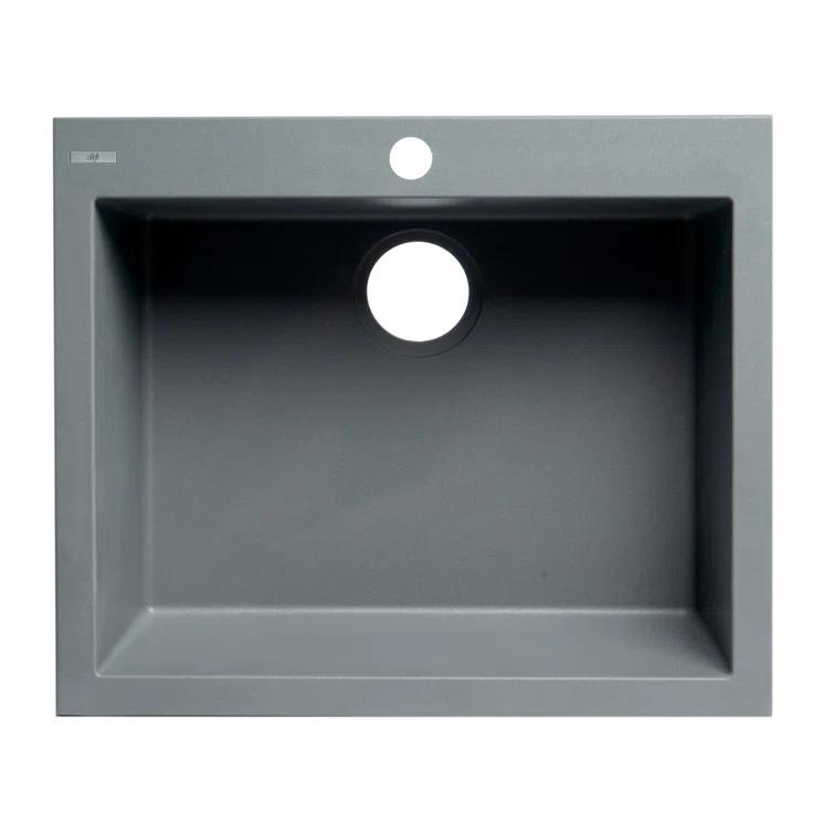 23.63'' L Drop-In Single Bowl Granite Kitchen Sink