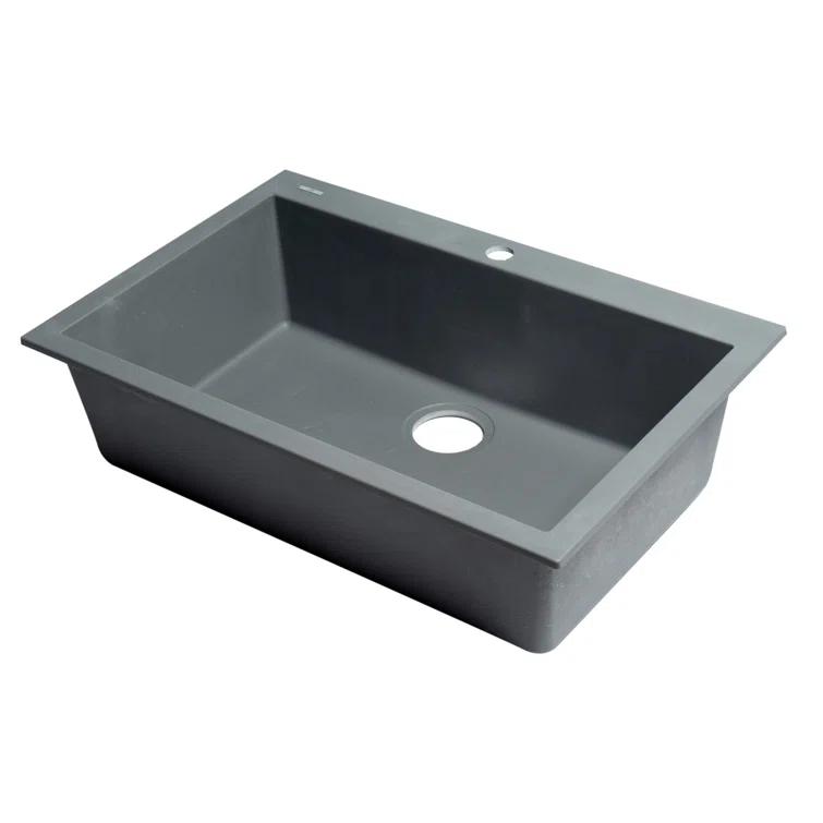 29.88'' L Drop-In Single Bowl Granite Kitchen Sink