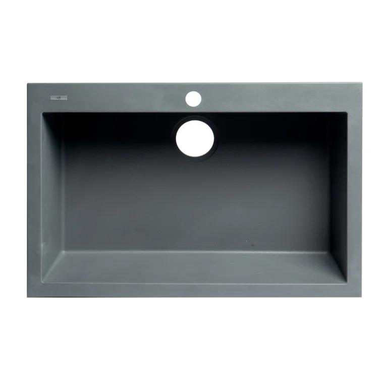 29.88'' L Drop-In Single Bowl Granite Kitchen Sink