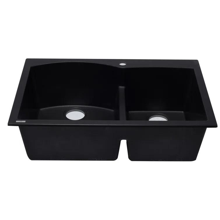 33'' L Drop-In Double Bowl Granite Kitchen Sink