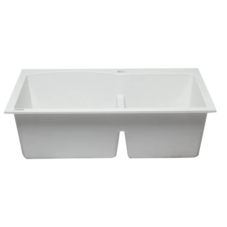 33'' L Drop-In Double Bowl Granite Kitchen Sink