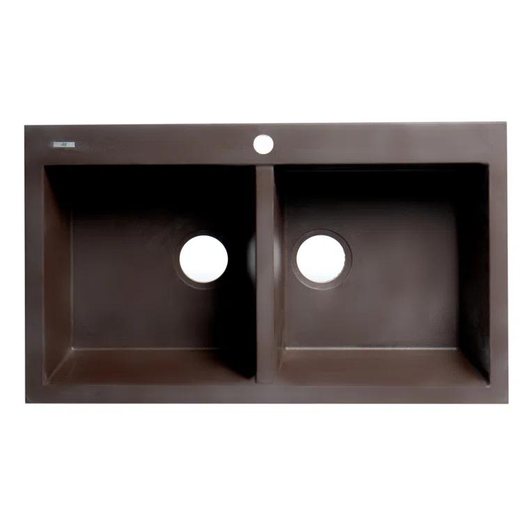 33.88'' L Drop-In Double Bowl Granite Kitchen Sink