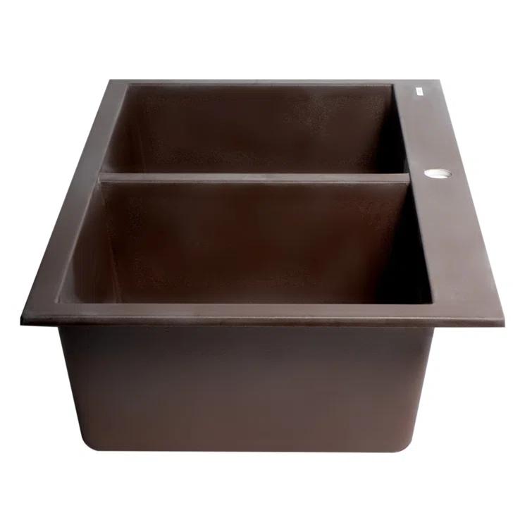 33.88'' L Drop-In Double Bowl Granite Kitchen Sink