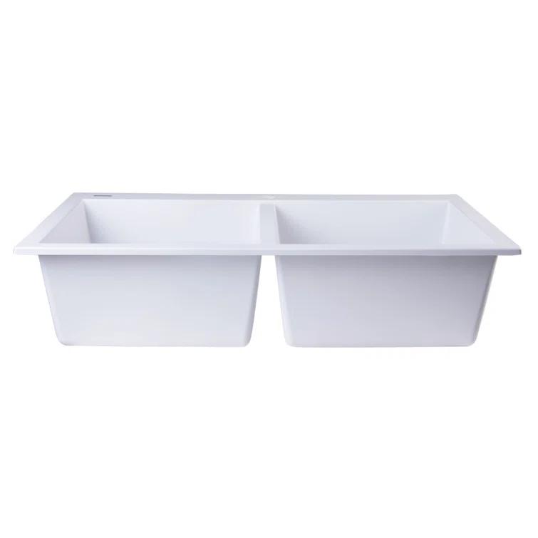 34'' L Drop-In Double Bowl Granite Kitchen Sink