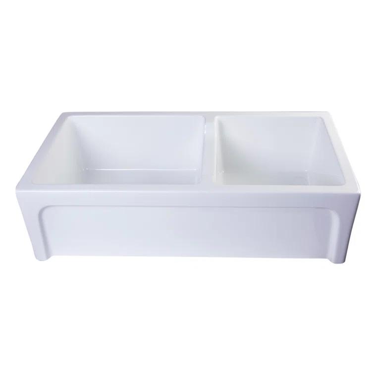 36'' L Farmhouse / Apron Double Bowl Fireclay Kitchen Sink