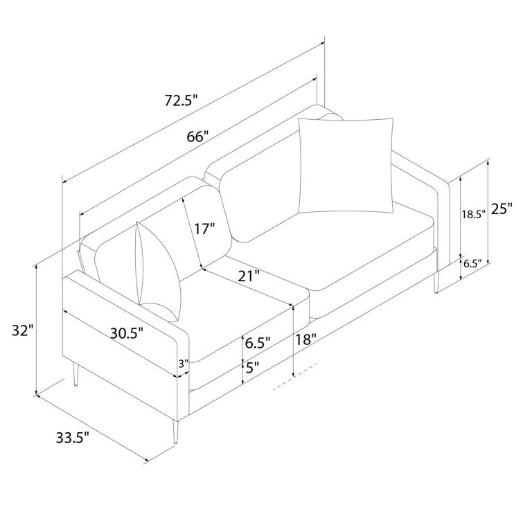 Highland 72" Square Arm Sofa