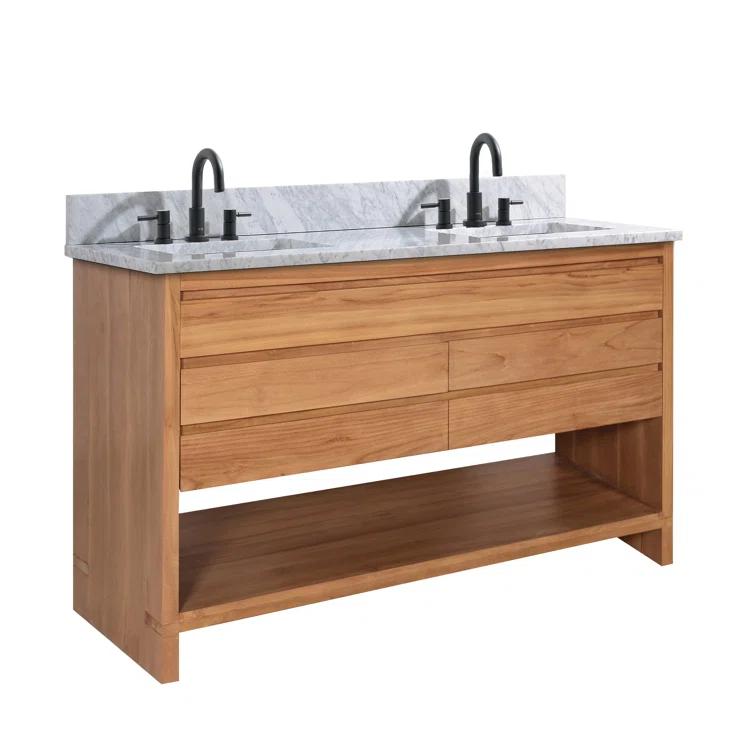 Avanity Kai 49 in. Vanity in Brown Reclaimed Wood with Carrara White Marble Top | Wayfair