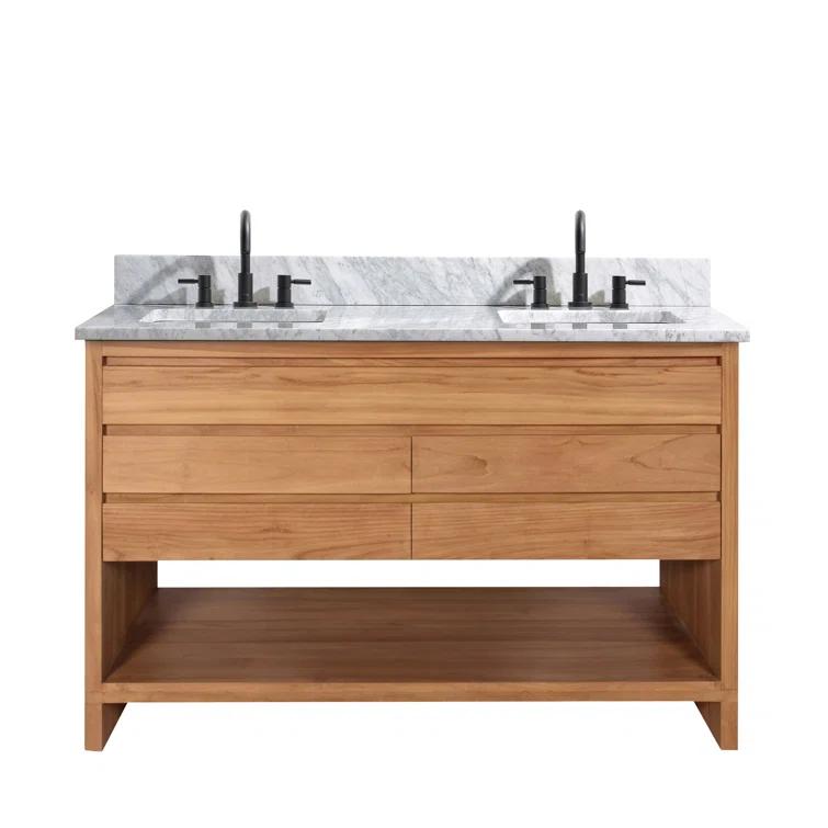 Avanity Kai 49 in. Vanity in Brown Reclaimed Wood with Carrara White Marble Top | Wayfair