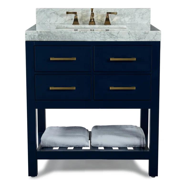 Carrie 36'' Single Bathroom Vanity with Carrara Marble Top