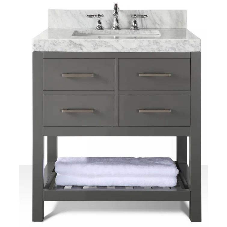 Carrie 36'' Single Bathroom Vanity with Carrara Marble Top