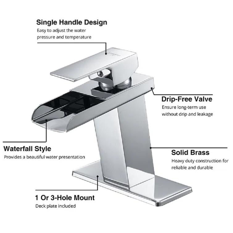 VIBRANTBATH YZJ9009-C-2 Single-Hole Single-handle Bathroom Faucet with Drain Assembly