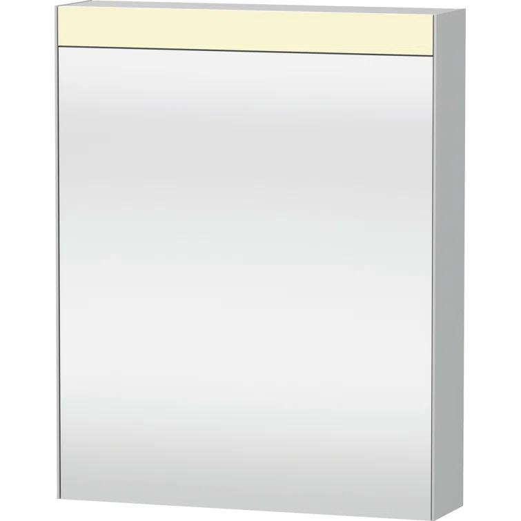 Surface Mount Frameless 1 Door Medicine Cabinet with 2 Shelves and LED Lighting