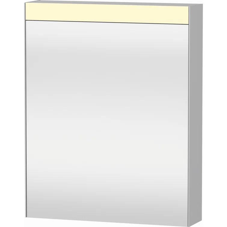 Surface Mount Frameless 1 Door Medicine Cabinet with 2 Shelves and LED Lighting