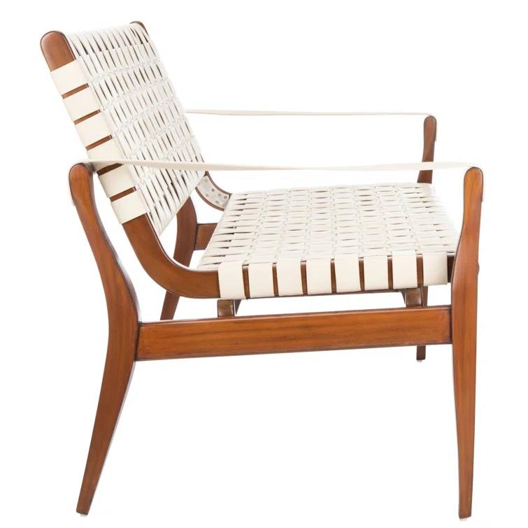 Brenton 56'' White and Light Brown Leather Bench
