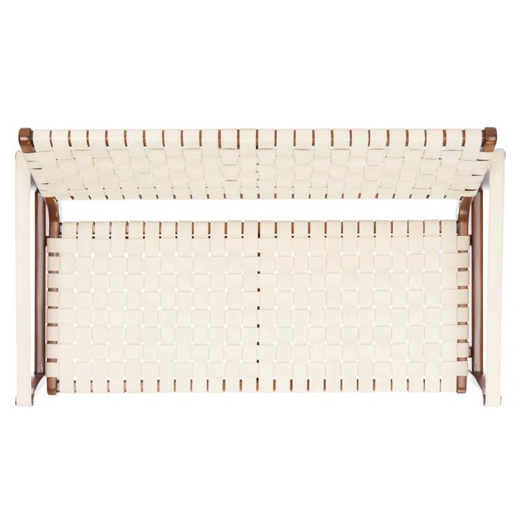 Brenton 56'' White and Light Brown Leather Bench