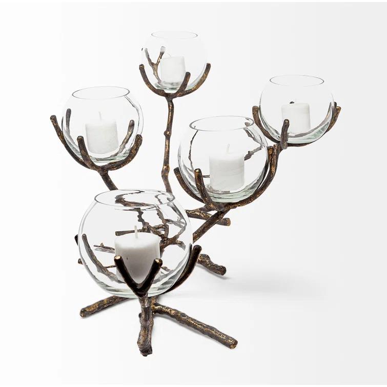 Rustic Vine 30'' Distressed Wood Five-Arm Candelabra