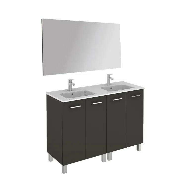 WS Bath Collections Logic 47.3'' Double Bathroom Vanity with Ceramic Top with Mirror