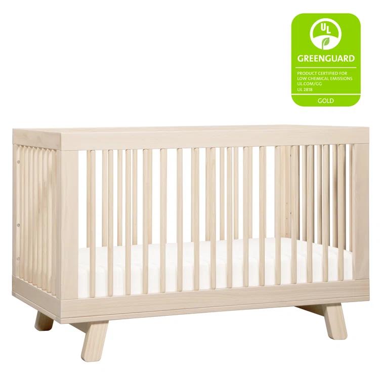 Babyletto Hudson Washed Natural Wood 3-in-1 Convertible Baby Crib with Toddler Bed Conversion Kit