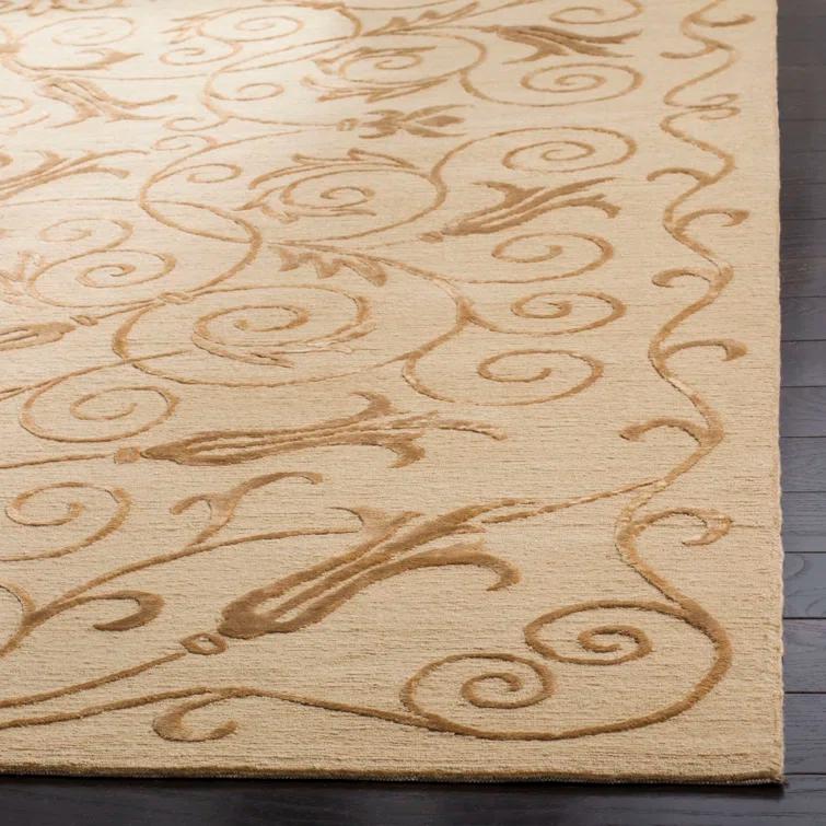 Tibetan Hand-Knotted Light Gold Area Rug