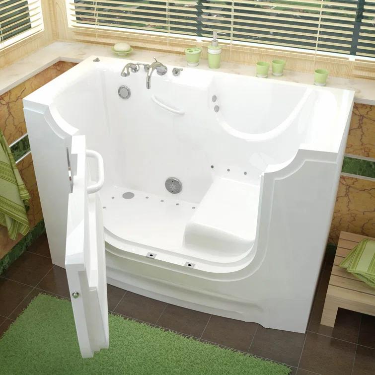 60'' x 30'' Walk-in Whirlpool Fiberglass Bathtub with Faucet