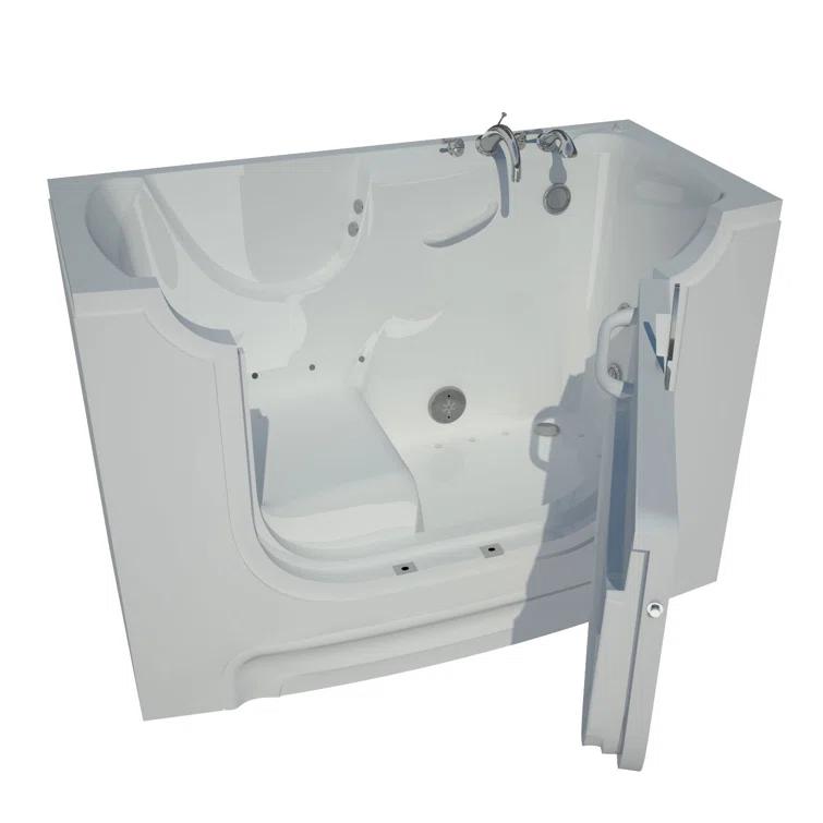 60'' x 30'' Walk-in Whirlpool Fiberglass Bathtub with Faucet
