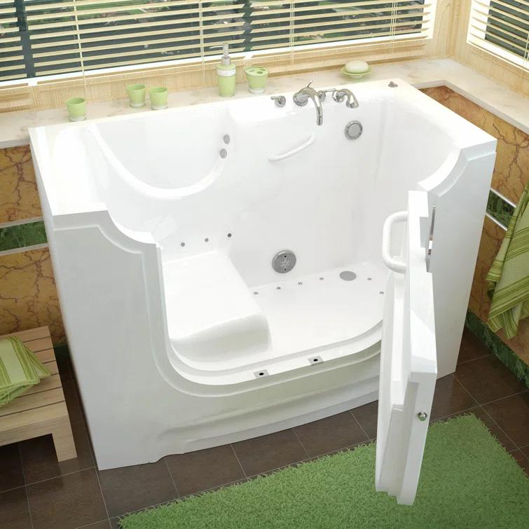 60'' x 30'' Walk-in Whirlpool Fiberglass Bathtub with Faucet