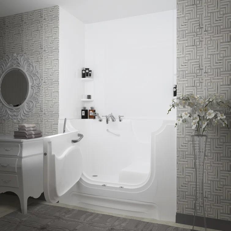 60'' x 30'' Walk-in Whirlpool Fiberglass Bathtub with Faucet