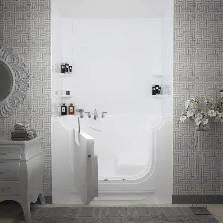 60'' x 30'' Walk-in Whirlpool Fiberglass Bathtub with Faucet