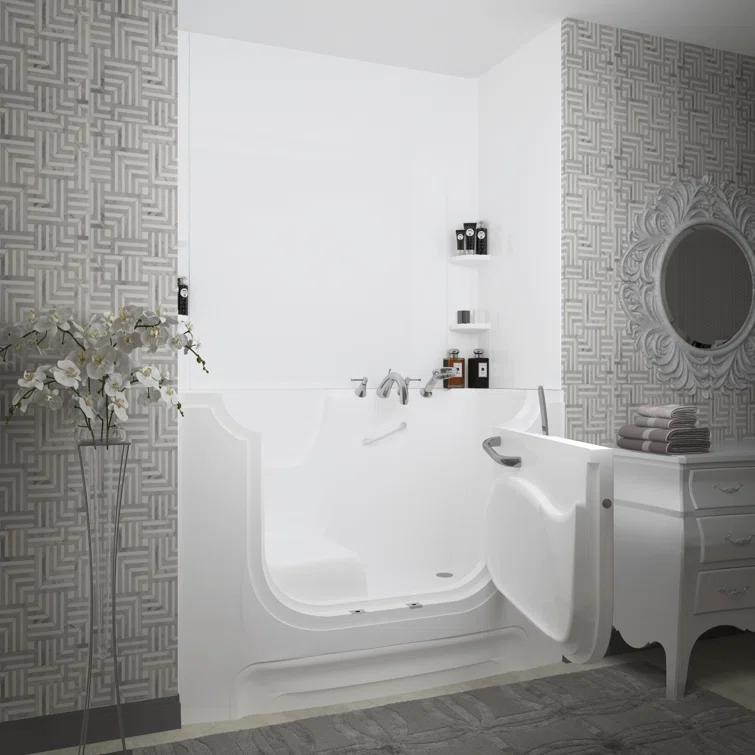 60'' x 30'' Walk-in Whirlpool Fiberglass Bathtub with Faucet