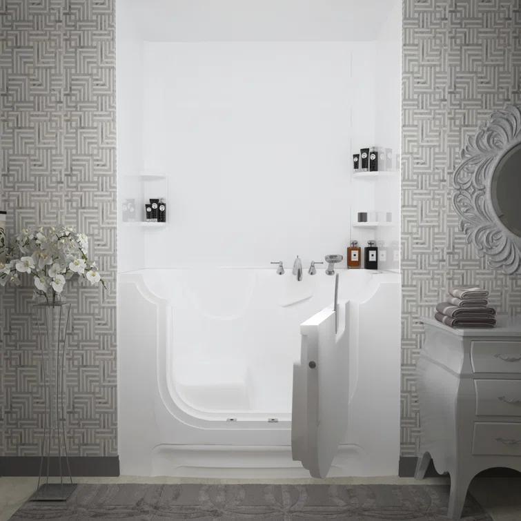 60'' x 30'' Walk-in Whirlpool Fiberglass Bathtub with Faucet