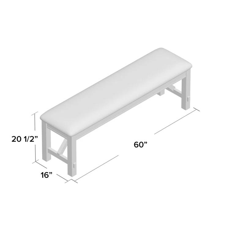 Gigi 60" Solid Wood and Upholstered Farmhouse Dining Bench