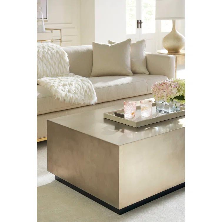 Beige Wood Rectangular Coffee Table with Storage