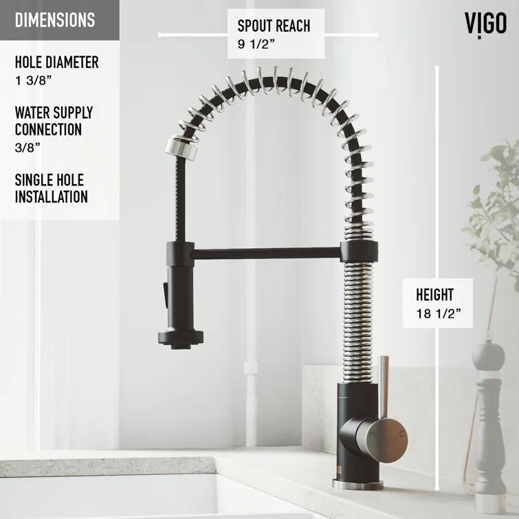 Edison 19" H 1-handle Pull-Down 2-Function Sprayer Kitchen Faucet