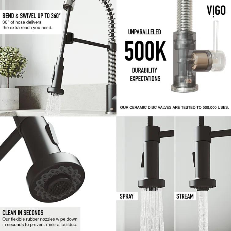 Edison 19" H 1-handle Pull-Down 2-Function Sprayer Kitchen Faucet