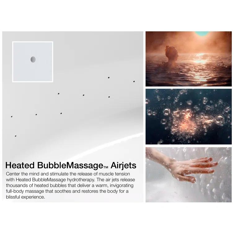 Archer® 60-in X 32-in Drop-in Heated Bubblemassage Air Bath with Bask Heated Surface
