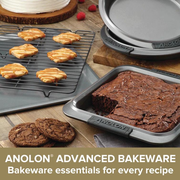 Anolon Advanced Nonstick Bakeware Round Perforated Pizza Pan, 13 Inch, Gray