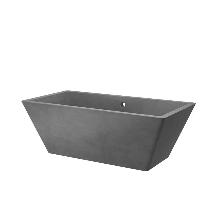 NativeStone 66" x 34" Freestanding Soaking Cement Bathtub