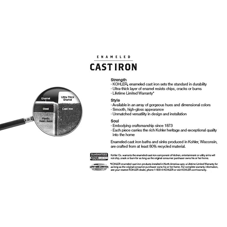 Bellwether® 60" x 30.25" Alcove Soaking Cast Iron Bathtub