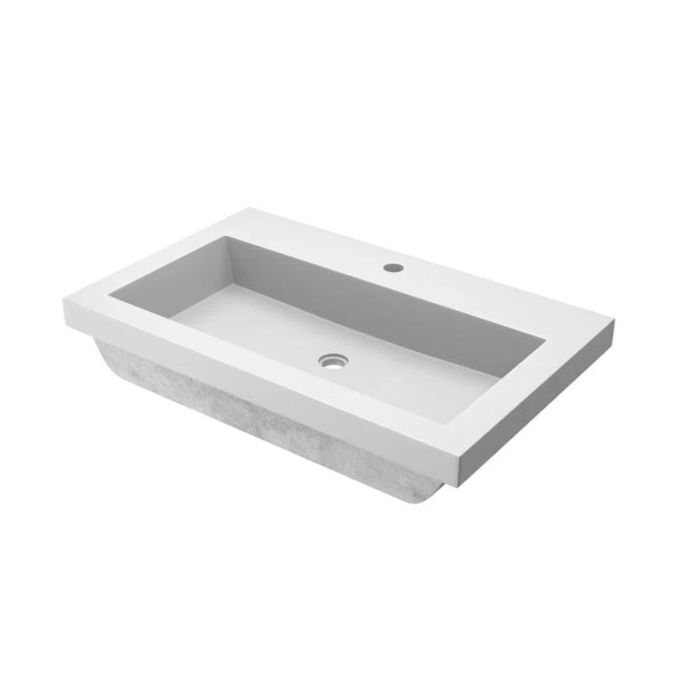 Trough Handmade Rectangular Drop-In Bathroom Sink